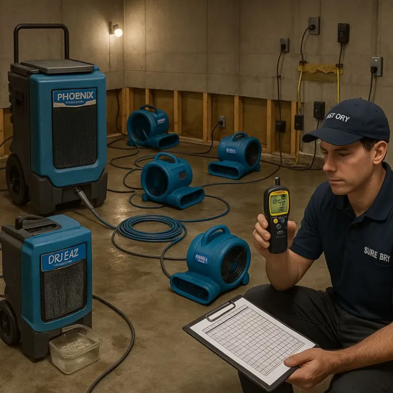 Structural Drying and Dehumidification process in Hughson, CA
